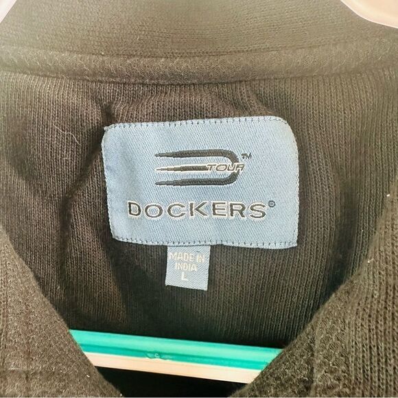 Dockers Black Quarter Zip Long Sleeve Sweatshirt Men’s Size L - Picture 2 of 3